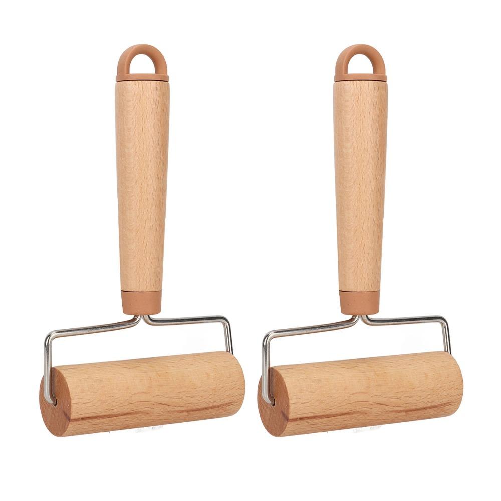 2pcs Easy To Clean Wood Dough Roller Ergonomic Handle Mini Pastry Roller  For Pizza Cake Bread