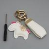 Instant Wealth Leather Keychain with Cartoon Pony Pendant for Couples – Trendy Bag and Car Accessory