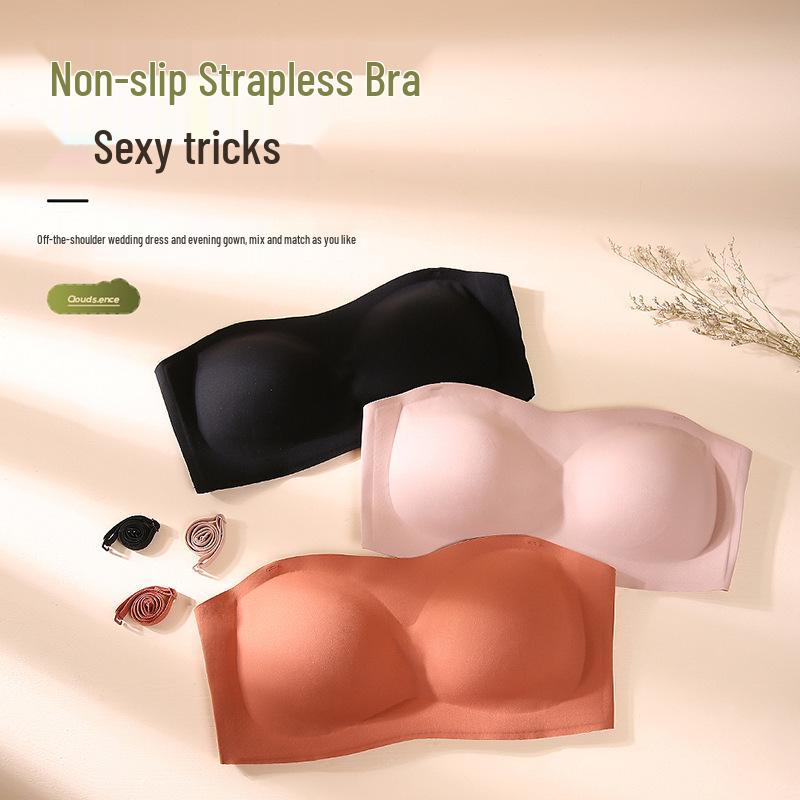 

Wire-Free Strapless Non-Slip Seamless Bra - Invisible & Comfortable for Wedding or Evening Dresses L (100-110 lbs)