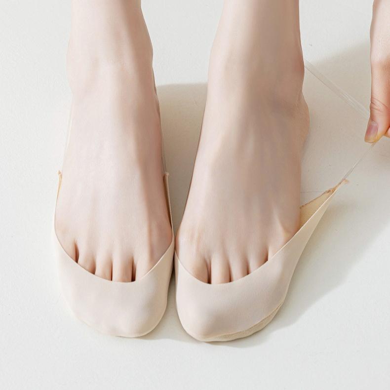 Damskie Letnie Cienkie Skarpety Stopki z Podwójnym Ściągaczem Niskie Niewidoczne Skarpety Antypoślizgowe Jedwab Lodowy Połowy Długości dla Kobiet