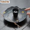 Retro Bronze Glazed Pot Bearing Holder Ancient Old Rock Mud Dry Brew Table Tea Tray Refreshment Fruit Plate Chinese Tea Set Gift