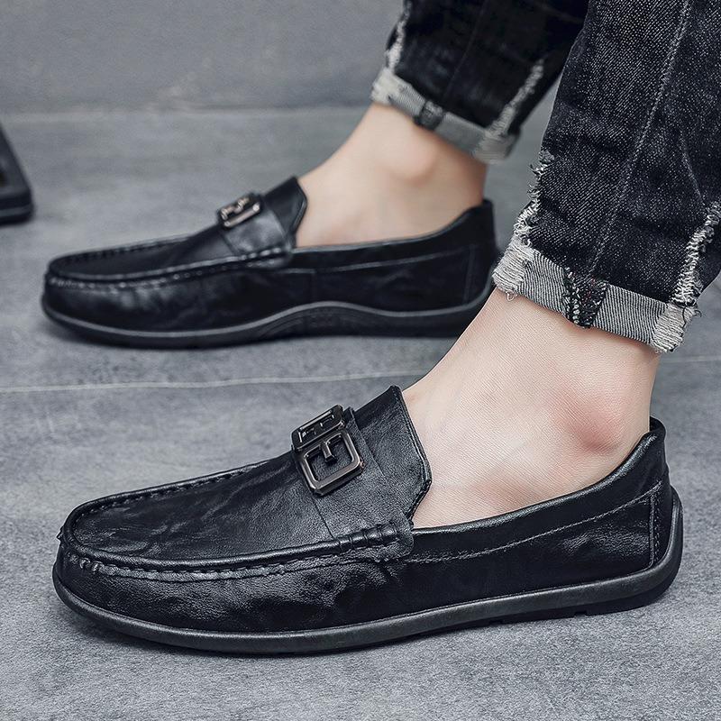 Spring Men's Shoes New Soft-soled Men's Casual Leather Shoes One Pedal Driving Doudou Tide Shoes