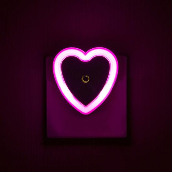 Light Sensor LED Heart Shaped US Plug-in Night Lamp for
