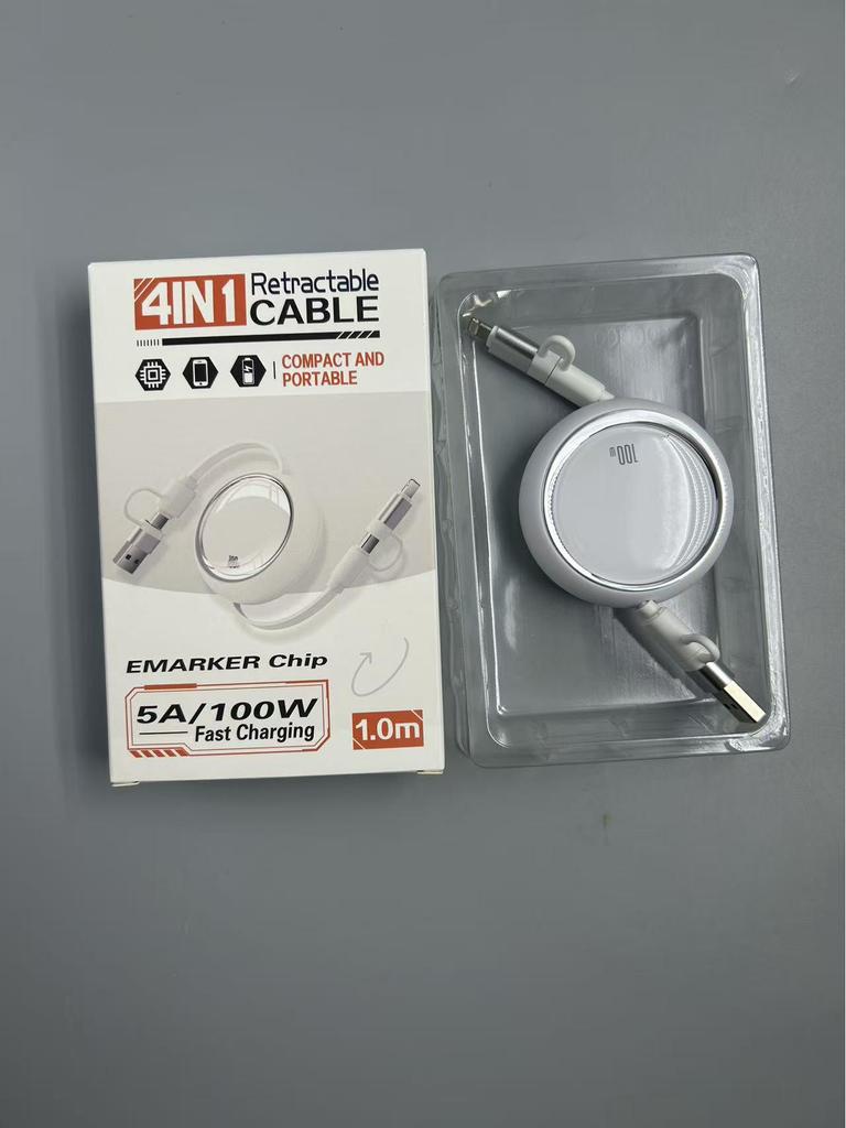 Retractable Dual-Head Fast Charging Cable for Apple & Huawei with Custom Logo