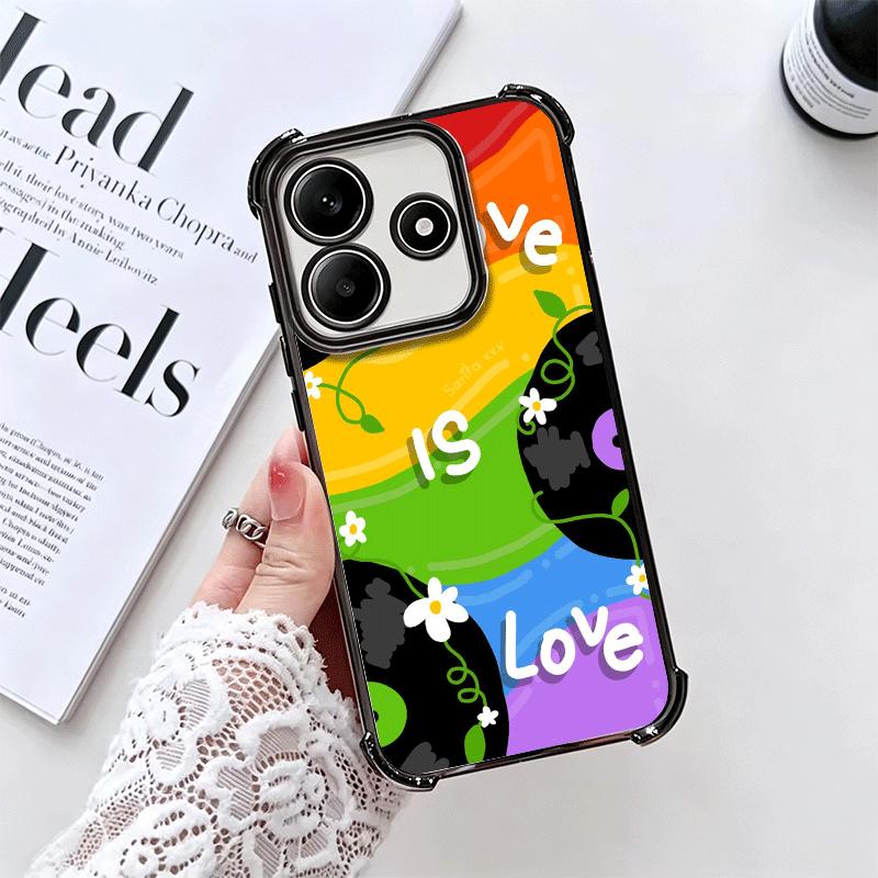 LGBT Rainbow Love Is Love Plating Phone Case For Xiaomi Redmi Note 14 15 Pro Plus 13 12 11 11S 11T 10 9S 9 5G Anti-Fall Airabag
