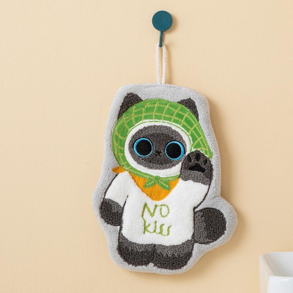 Cute Cat Hand Towel Soft Washcloth High Quality Bathroom Kerchief Kitchen