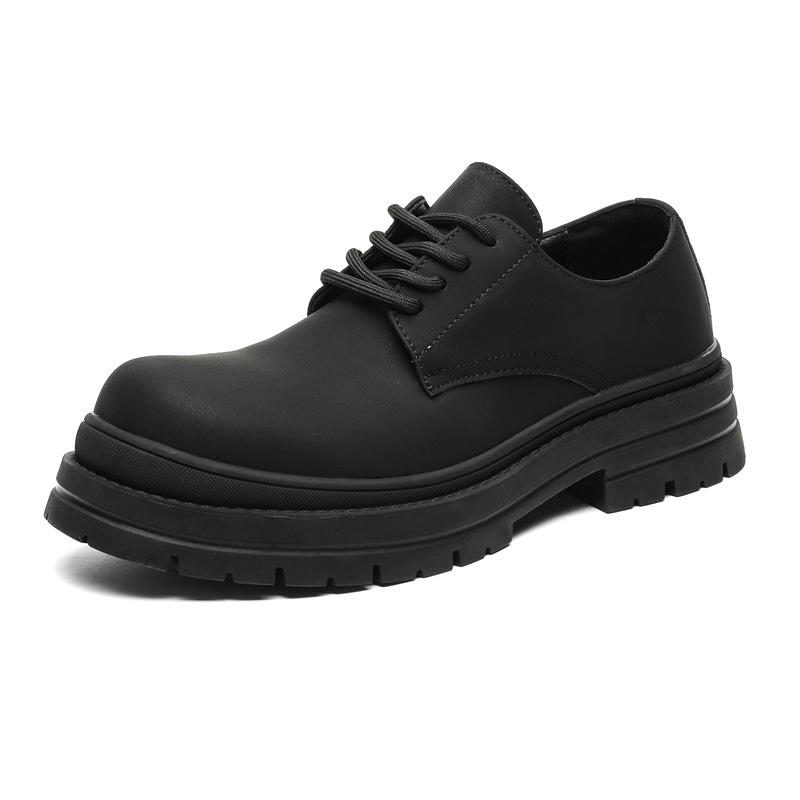 Derby shoes black men's shoes 2024 new winter platform heightening big head shoes casual matte men 14401-J