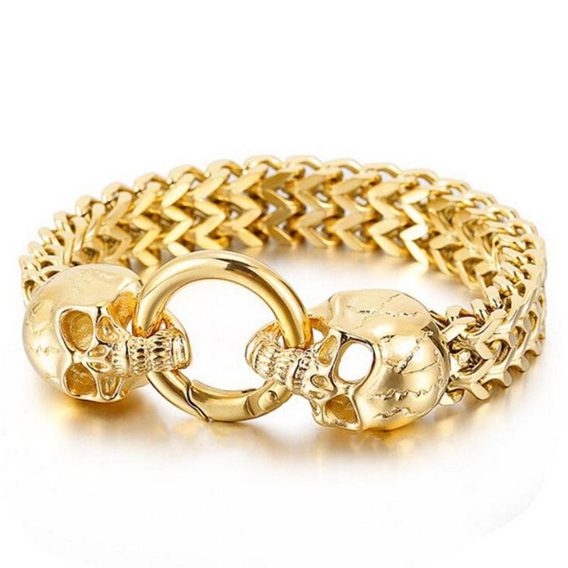 Punk Multi-Size Bracelet Men Accessories Stainless Steel Skull Charm Bracelets Bangles Mens Bracelet Jewelry Men Pulseras Mujer