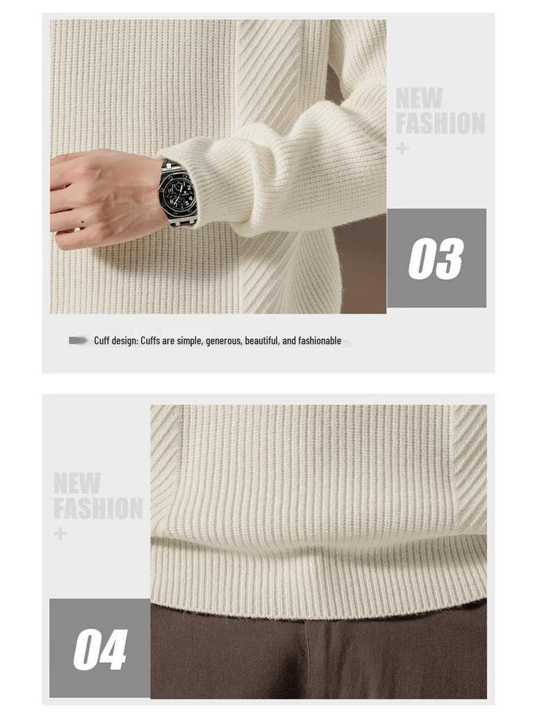 Autumn Half-Zip Collar Knit Sweater Pullover