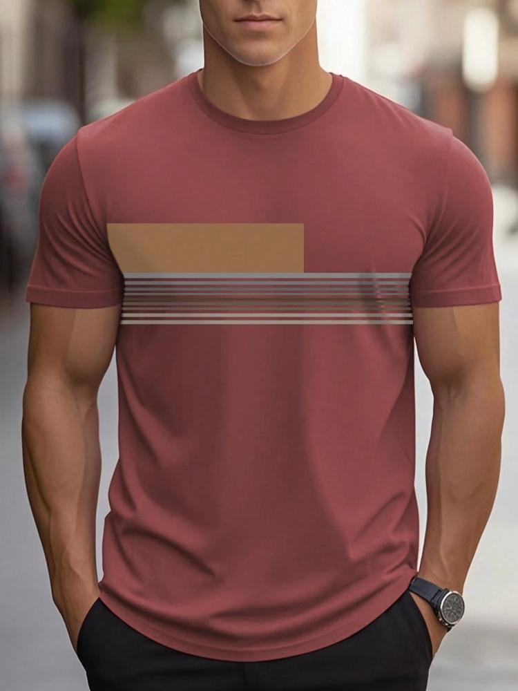 Sommer Herren Einfaches T-Shirt mit Buchstabenmuster Aufdruck Lässiges Sportliches Lockeres Rundhals Oberteil City Time Täglich Vielseitig Kurzärmelige Kleidung