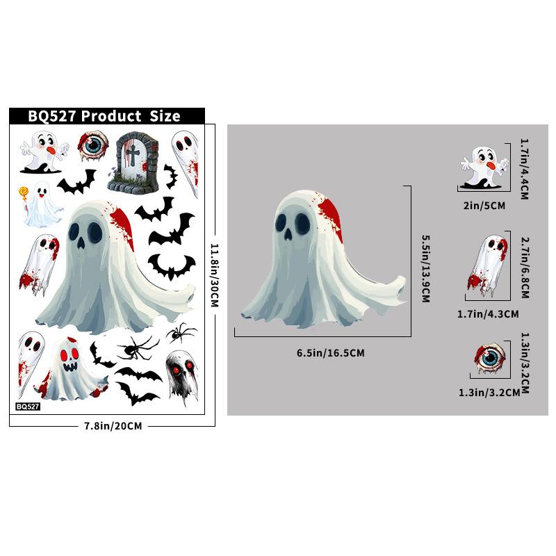 Death Scythe Terror Bat Ghost Static Electricity Stickers Halloween Decorations Creative Pumpkin Reaper Glass Stickers