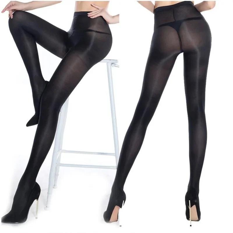 2025 New 70D Oil Glossy Shaping Leggings Tights Plus Size 5XL High Waist Tummy Control Shiny Yoga Pantyhose for Women