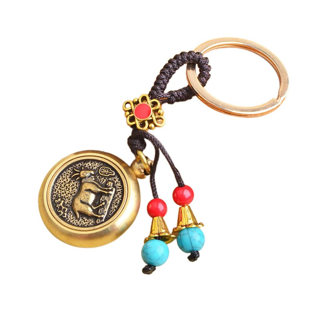 Handmade Animal Pattern Keychain Charm Keychain Accessory Brass Texture Suitable for Prosperity and Peace Home Decors
