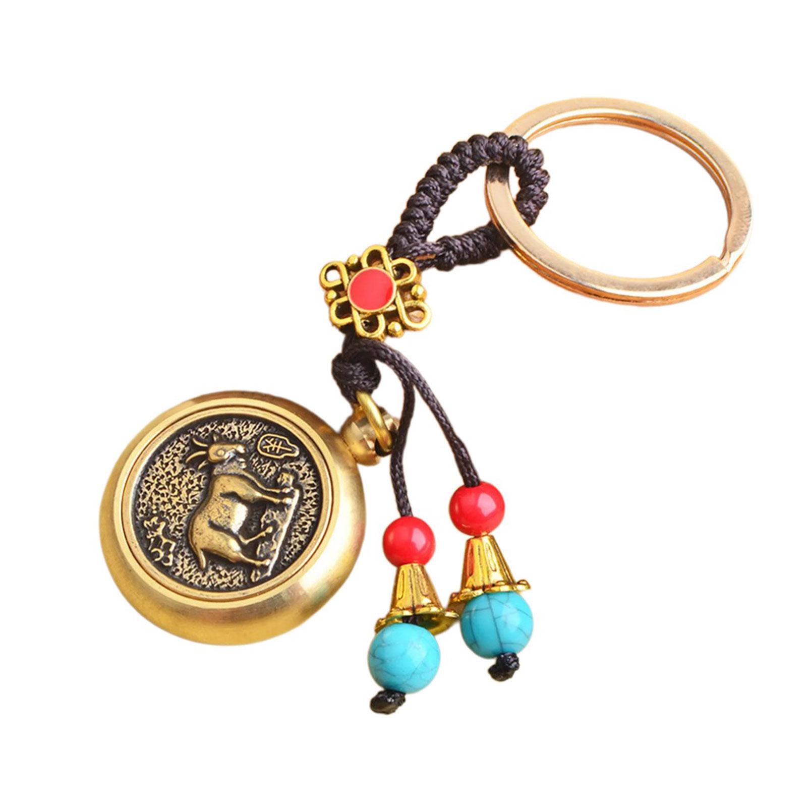 

Металлический брелок Подвеска для ключей Тема знаков зодиака Латунная текстура Подходит для стильных личностей и повседневного использования 10