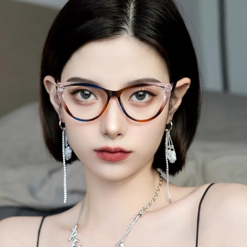 Fashion Cat Eye Pochromic Anti Radiation Metal Glasses for Women Men Replaceable Lens Eyeglasses