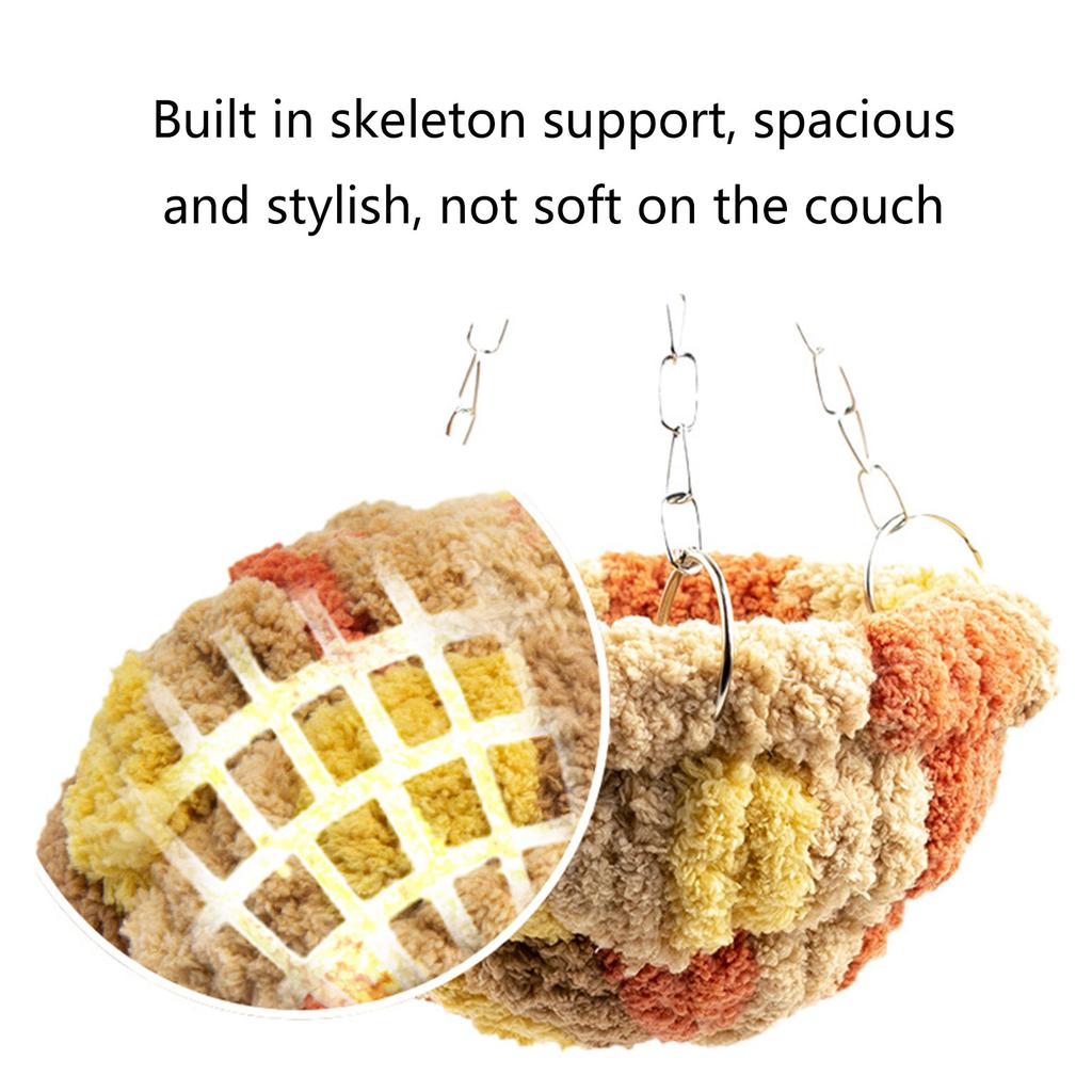 Bird Nest Birdcage Plush House Standing Perch Parrots Resting Spot Windproof Parrot Nest Bird Winter House for Cockatoos