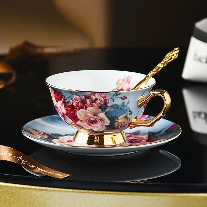 

Exquisite Bone China Coffee Cup Set European Afternoon Tea Set Ceramic Gift Box Gift Light Luxury Premium Export Cup Saucer220ml 220ml