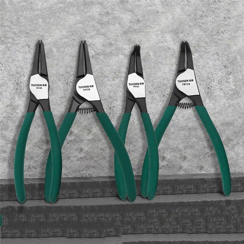 ABUL-TUOSEN 4Pcs Circlip Pliers Set 7Inch Long Nose Plier Staight Bent Plier Inner Outer Retaining Snap Ring Remover Tool