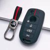 Silicone Key Fob Cover with Keychain for 4-button Flip Remote, Anti-Scratch & Anti-Drop Protective Case for Jeep Renegade Compass for Fiat 500X Toro
