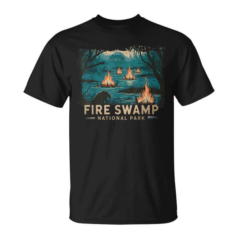 Retro Fire Swamp National Park Camping Hiking Mountain T-Shirt