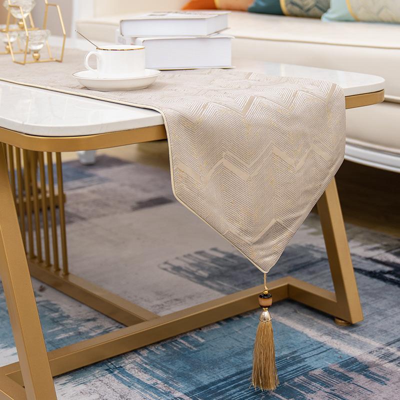 Modern Embroidery Water RippleTea Tables Runner European Satin Tables Flag  Living Room Dining Table TV Cabinet Cover Cloth Hotel Table Flag
