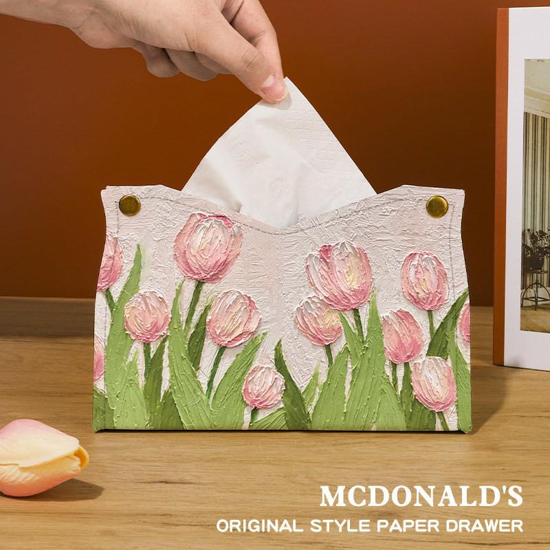Sunflower Landscape Tissue Box Holder for Home, Dining Table, and Car