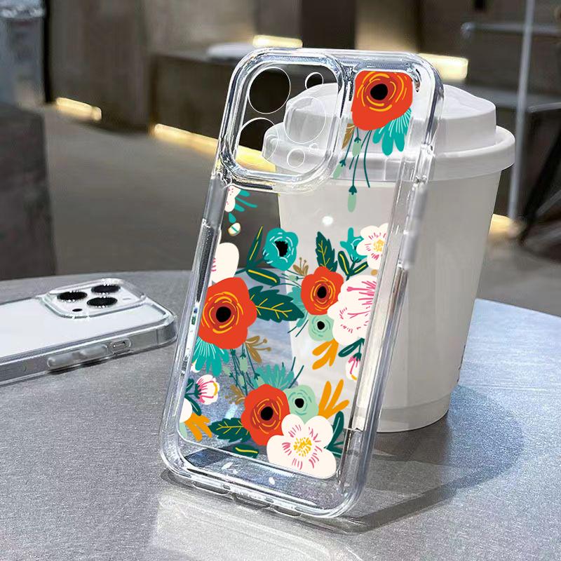 Transparent Small Chrysanthemum Flowers Case For Samsung Galaxy A16 A35 A55 A54 A33 A53 S25 S24 Ultra S23 Plus S22 S21 FE Cover