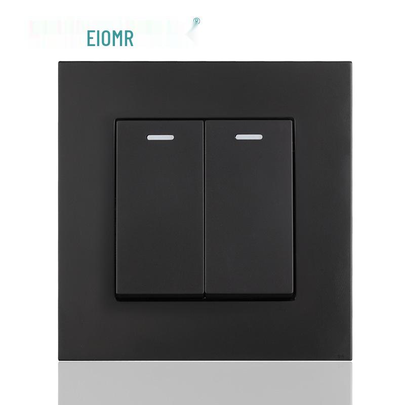 Black 16A German Standard Socket Panel with Double USB + Type C, Concealed European Installation