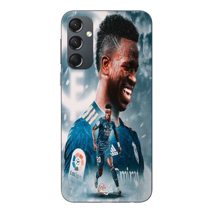 Coque Pour Samsung Galaxy A54 Vinicius JR Real Madrid Bleu Wallpaper Maniacase