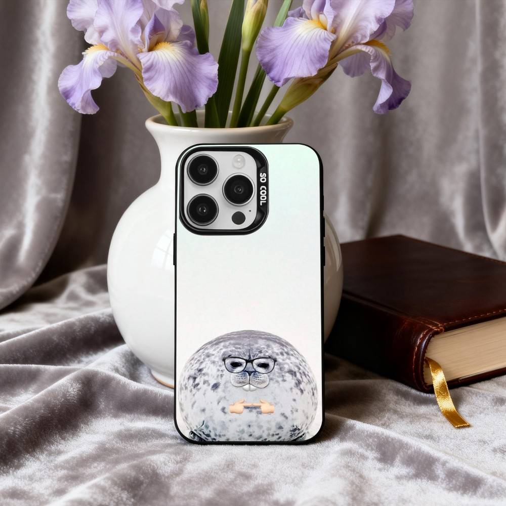 S-Seal F-Funny C-Cute Phone Case For iPhone17,16,15,14,13,12,11 Plus,Pro Max Black Candy Silver Plated Cover
