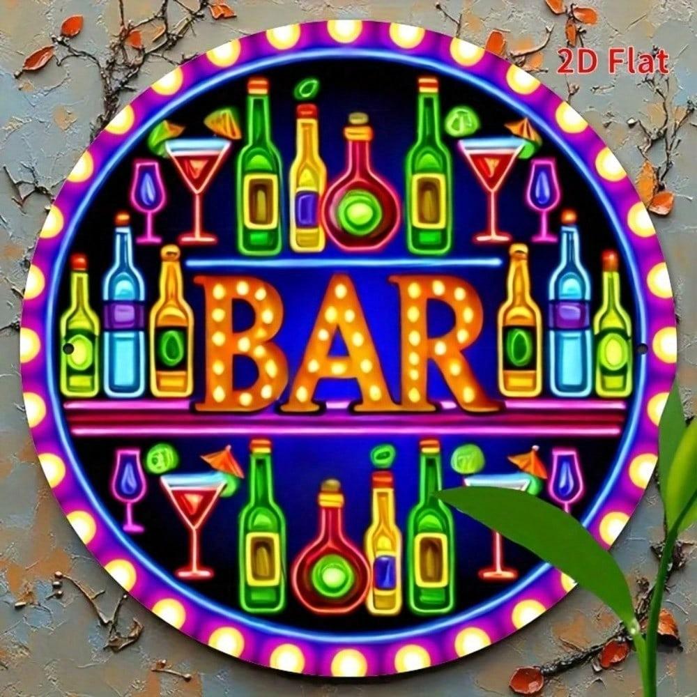 Retro Round Metal Tin Sign Vintage Wall Decor 12 Inch Rustic Art for Home Bar Garage Man Cave