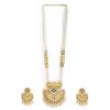 Gold-Plated Handcrafted Artificial Traditional Jewelry Set-Ruby/Kundan Stones & Pearl Beaded Multistrand with Matching Earrings For Women and Girls
