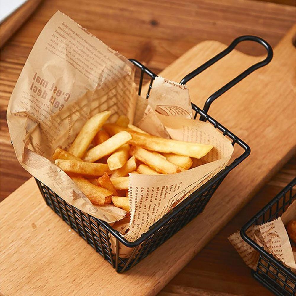 1Pcs with Handle Frying Tray Home BBQ Kitchen Tool French Fries Holder Durable Fryers Basket