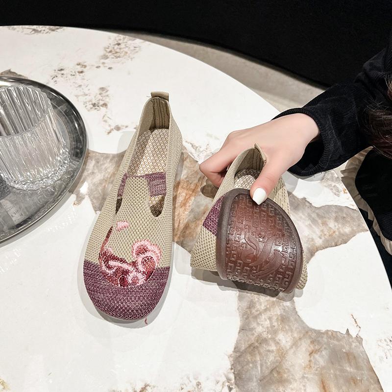 Women's Single Shoes Summer New Fabric Matching Fabric Shoes Casual Comfort Lightweight Breathable Soft Sole Muller Shoes