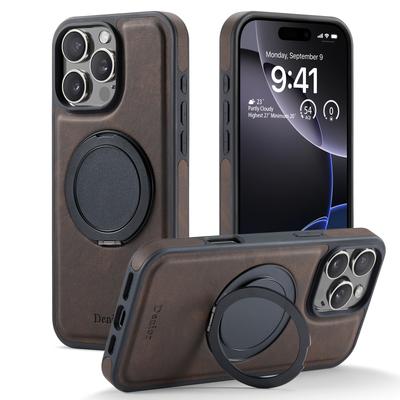 Soporte para Tarjetas con Soporte para Coche Funda para lPhone 16 Pro Max 15 Plus 14 13 12 Carga Inalámbrica Soporte Plegable Magnético Cuero Sintético