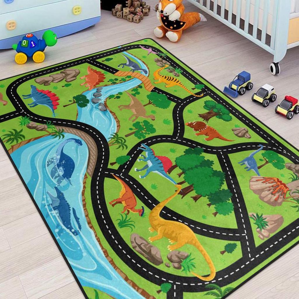 Complex Racing Track Kids Rug Multi-Loop Car Play Mat Children's Playroom Educational Traffic Living Room Children's Room Rug