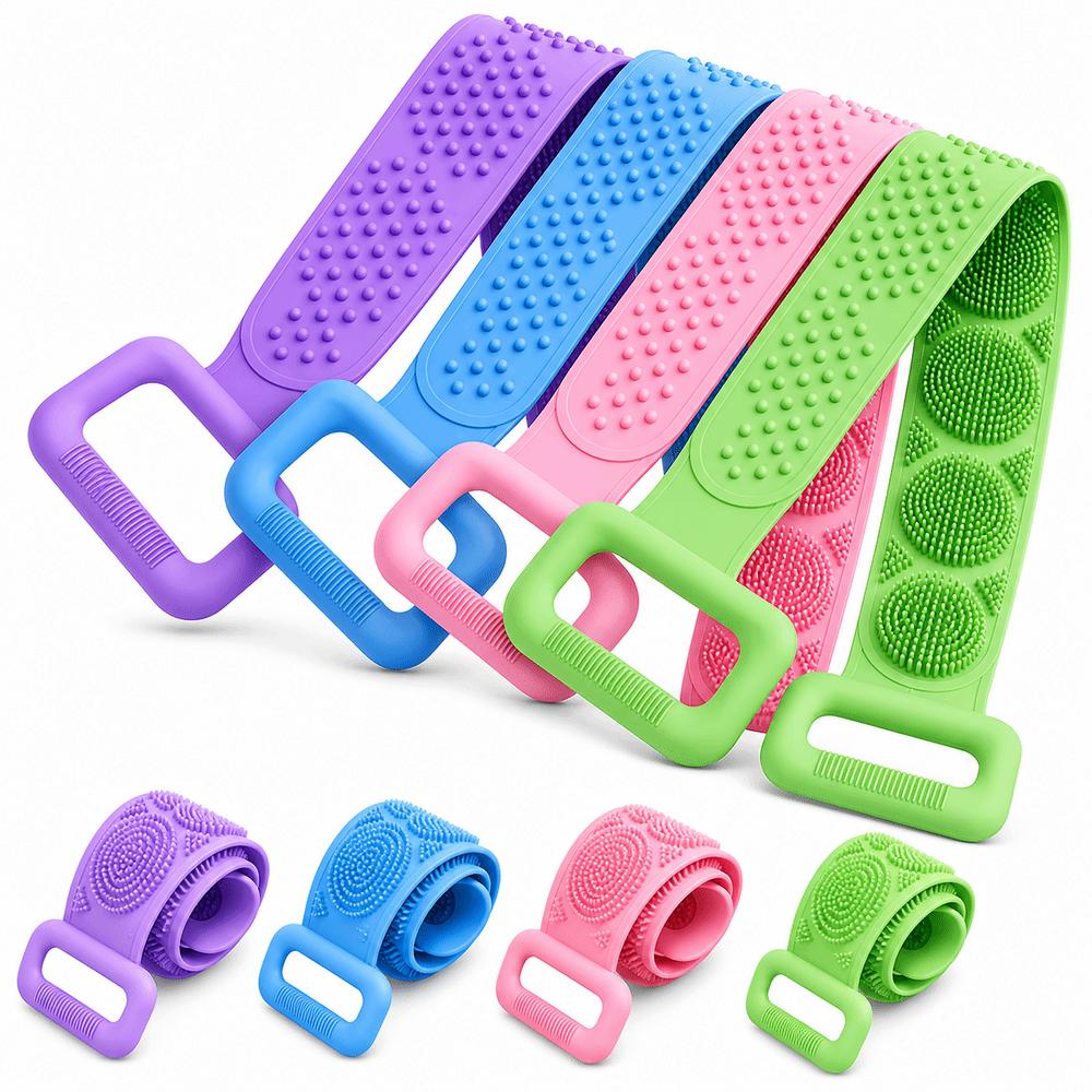 Long Strip Silicone Body Scrubber Back Reaching Exfoliating Bath Towel Body Cleaning Tools