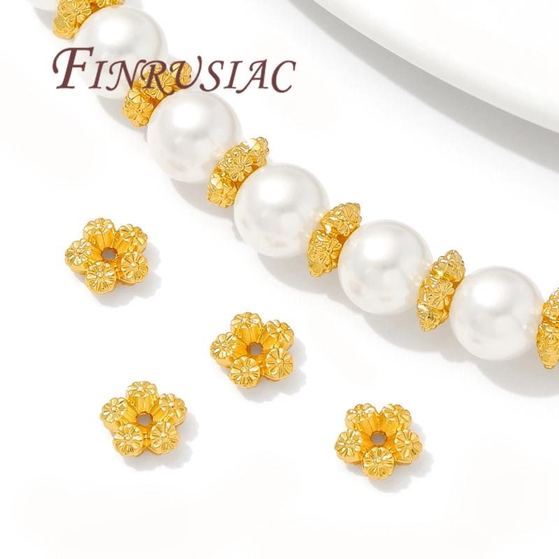 18K Gold Plated Spacer Beads For Jewelry Making,Brass Flowers Beads,Separators For Beads,DIY Bracelets Accessories
