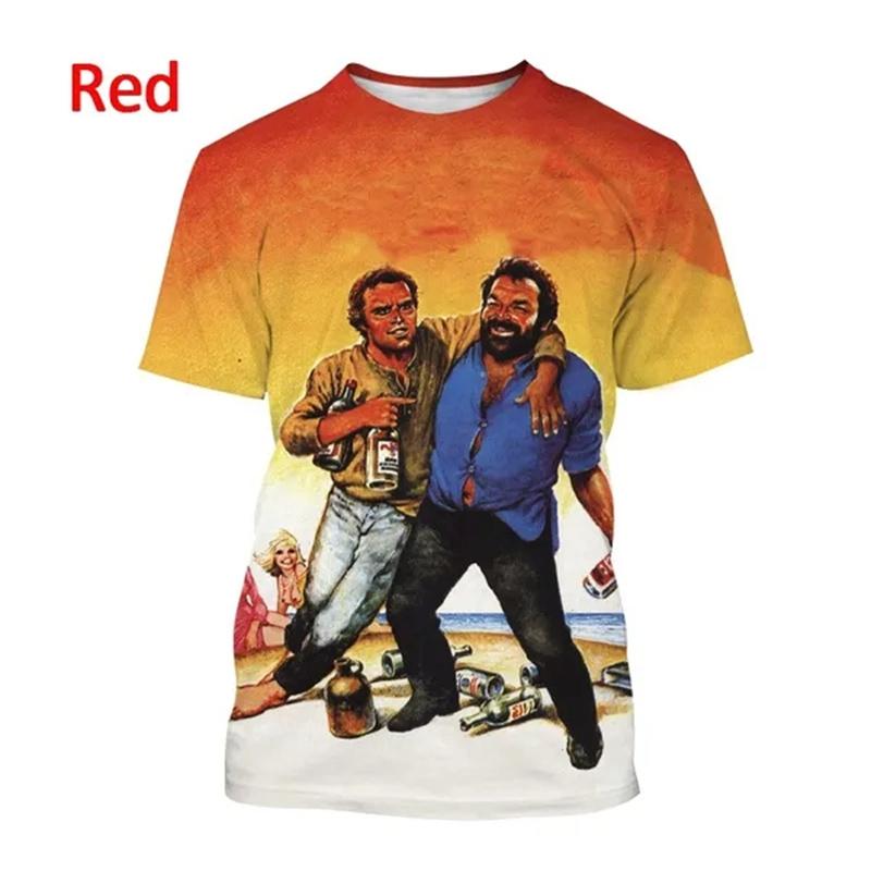 Letní Krátké Tričko Terence Hill A Bud Spencer 3D Tištěné Tričko Pánské A Dámské Ležérní Móda Vtipná Krátký Rukáv Trička Vrcholy