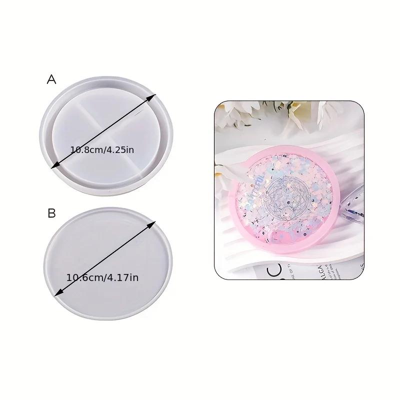 A Top Quality Heart Round-Star Silicone Resin Art Mold Coaster Shaker Epoxy Mold Quicksand Frame Cup Mat DIY Resin Casting Mould
