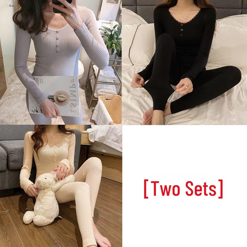 Women's Autumn & Winter Warm Body Shaping Cotton Underwear Set