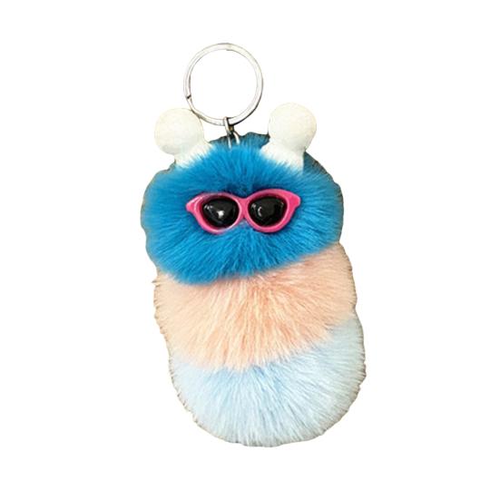 Keychain Pendant Cartoon Plush Caterpillars Charm Key Chain Hanging Ornament Decorative Pendant Wallet Backpack Car Keys