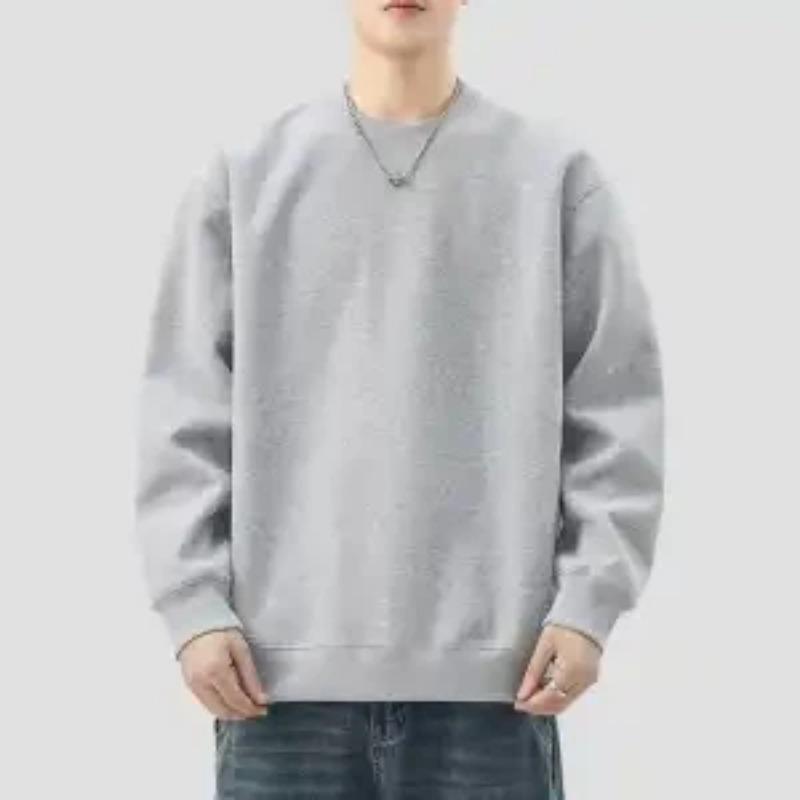 Herbst Casual Sweatshirt Herren Trendig Vielseitig Weiß Rundhals Oberteil Locker Modischer Pullover