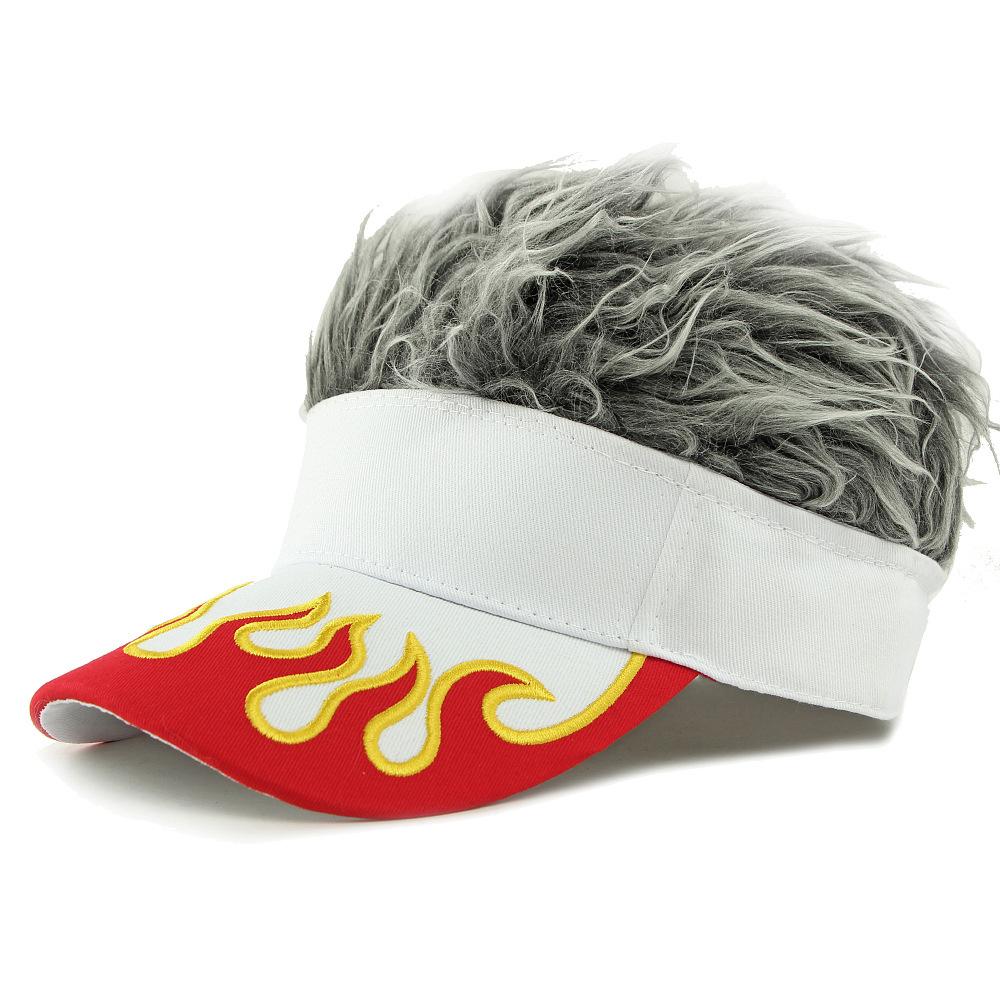 Autumn Winter Hat Men Women Wig Hat Funny Hat Cap Embroidered Flame Baseball Cap