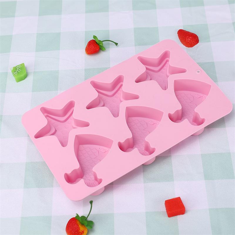 6 Löcher DIY Fisch Seestern Silikon Gebäck Kuchenform DIY Backen Dessert Mousse Kuchen Backwerkzeuge Kunst Kuchen Backblech Werkzeug Modell