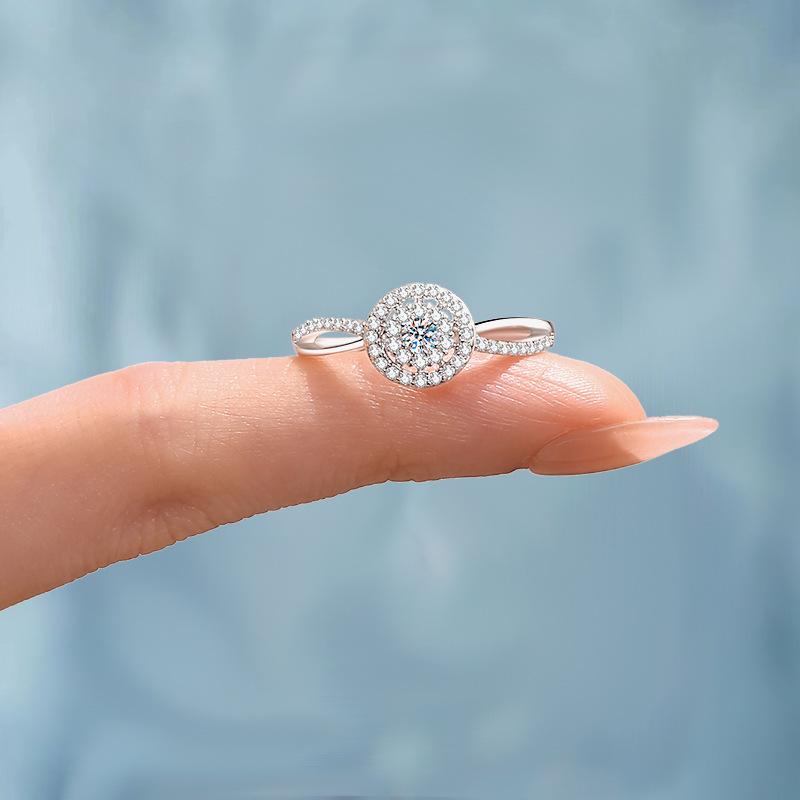Luxury 925 Sterling Silver Classic Ring for Women Jewelry Simple Imitation Diamond Women's Ring Engagement Wedding Gift