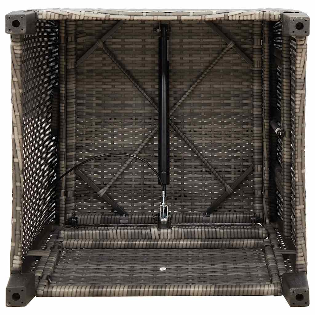 Relax Garden Chair with Side Table Adjustable Grey Poly Rattan