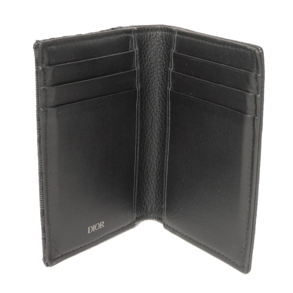 Used 10656 Saddle Vertical Card Holder 2ADCH169YKS_H03E 7946 Logo Metal Oblique Jacquard Black Men's from Japan