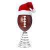 Rugby Christmas Tree Topper with Santa Hat Spring Base Bouncing Sports Ornament