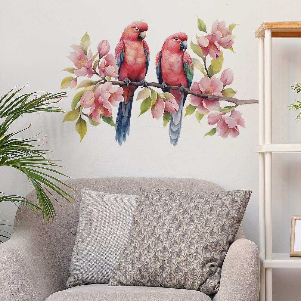 Cartoon Lovers Branch Bird Living Room Porch Home Decoration Wall Stickers Self-adhesive